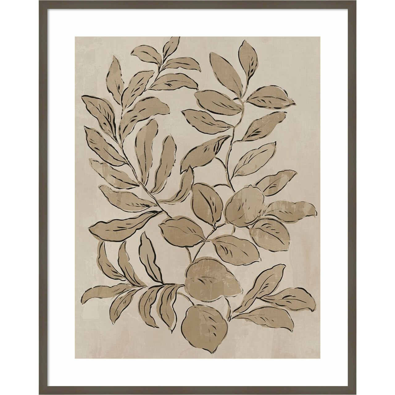 Leaves Sketches I by Asia Jensen Wood Framed Wall Art Print 33 in. W x 41 in. H